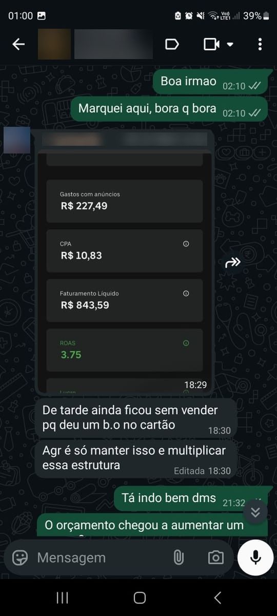 Print de conversa com aluno