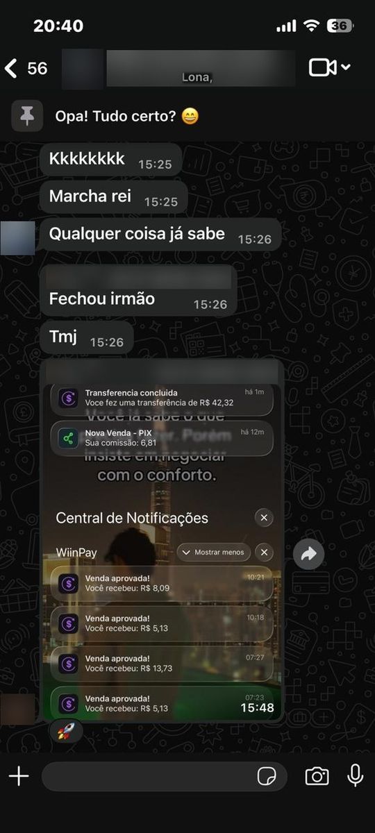 Print de conversa com aluno