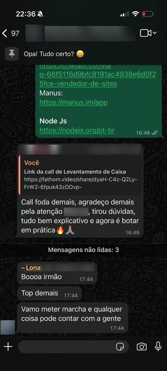 Print de conversa com aluno