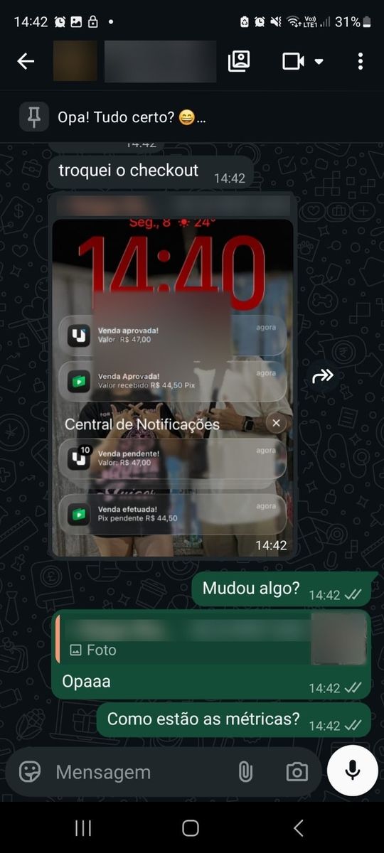 Print de conversa com aluno