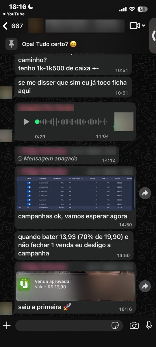 Print de conversa com aluno