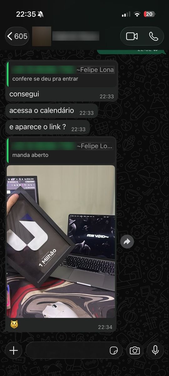 Print de conversa com aluno