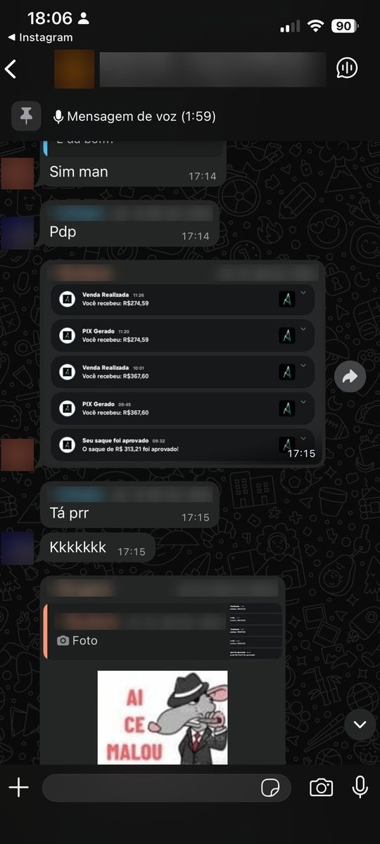 Print de conversa com aluno