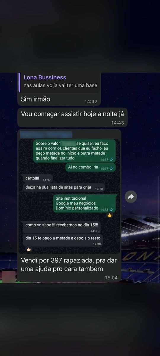 Print de conversa com aluno