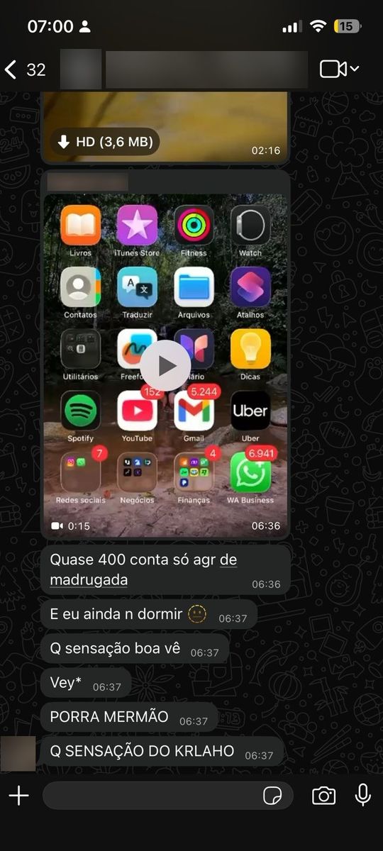 Print de conversa com aluno