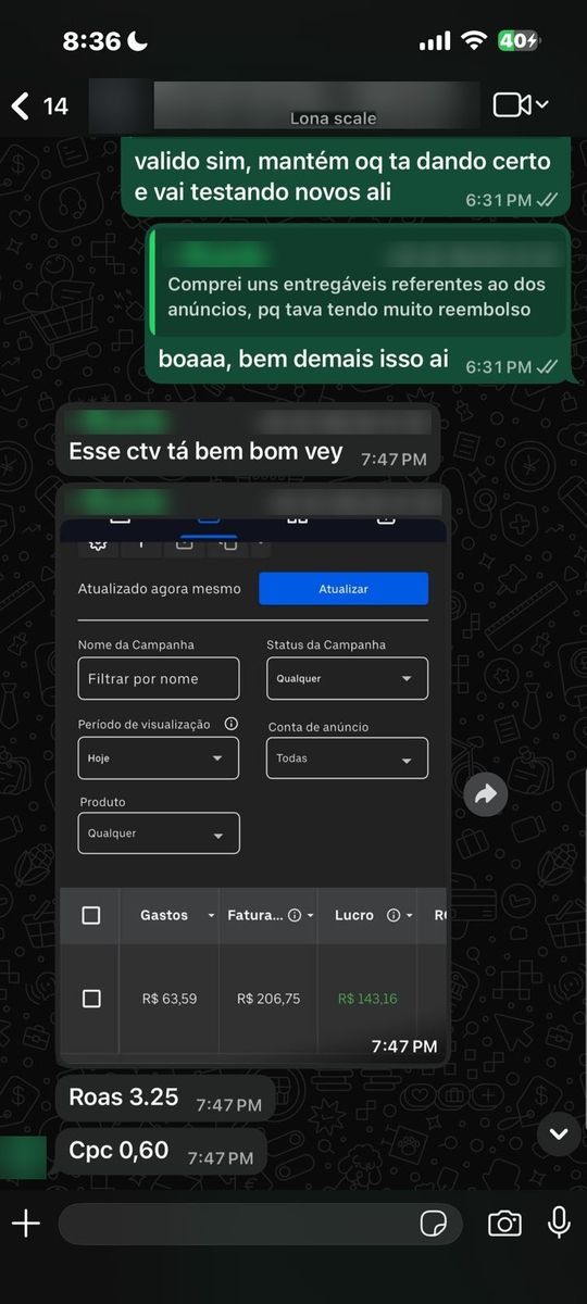 Print de conversa com aluno
