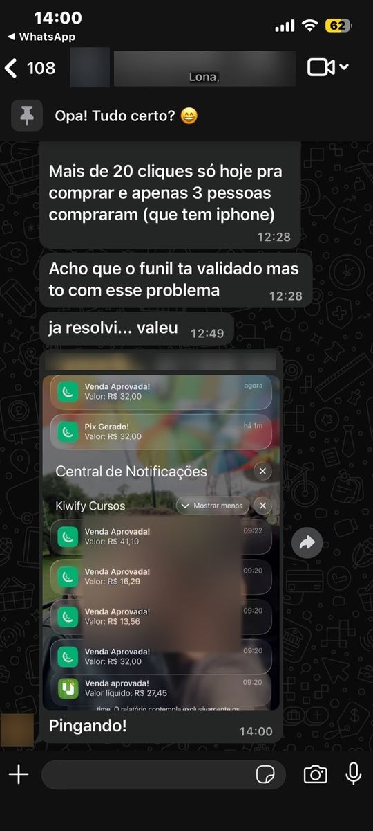 Print de conversa com aluno