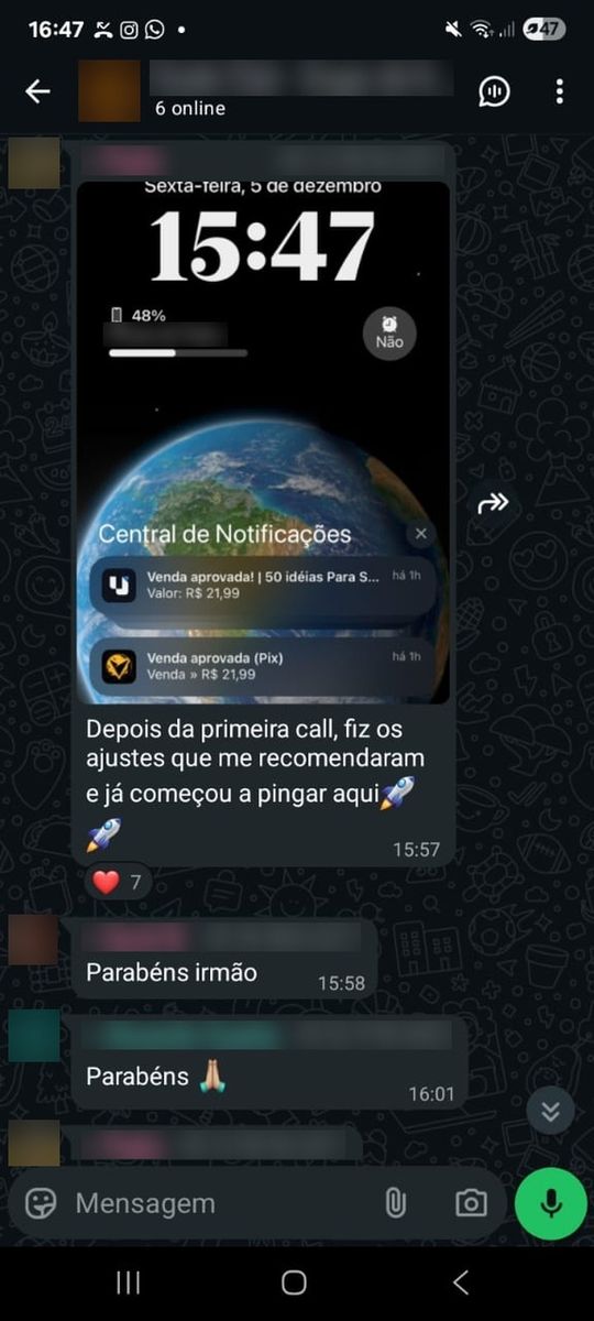 Print de conversa com aluno