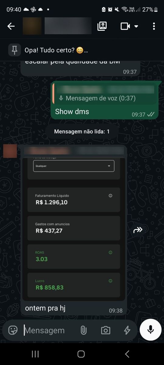 Print de conversa com aluno