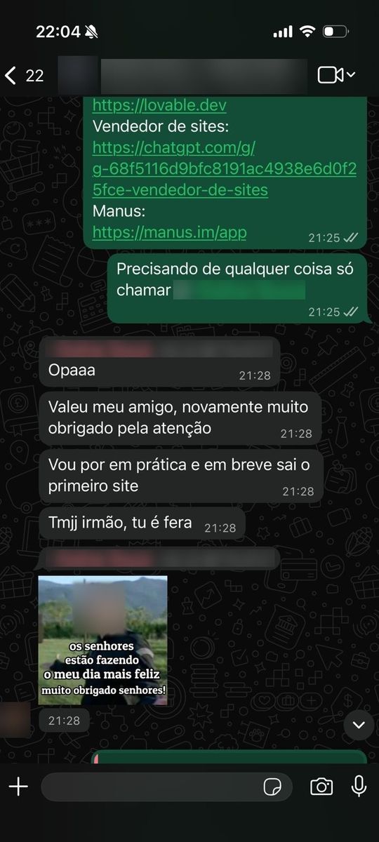 Print de conversa com aluno