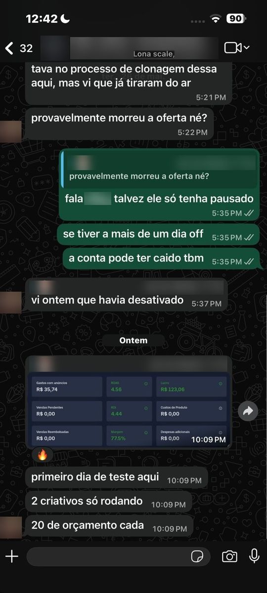 Print de conversa com aluno