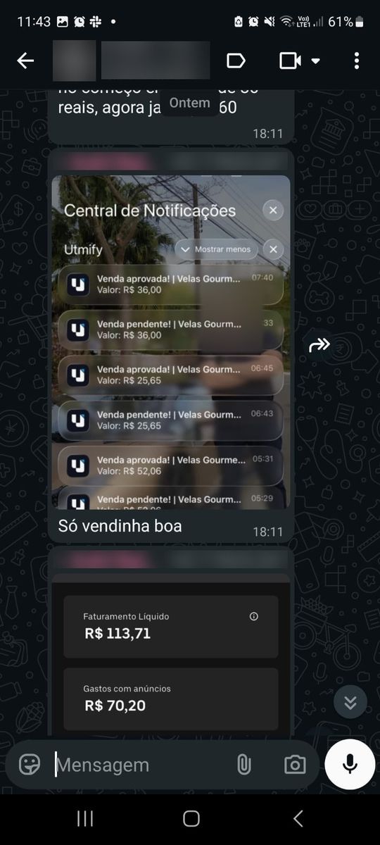 Print de conversa com aluno