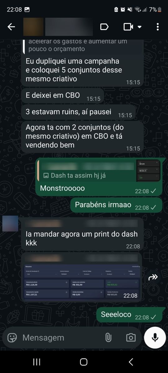 Print de conversa com aluno