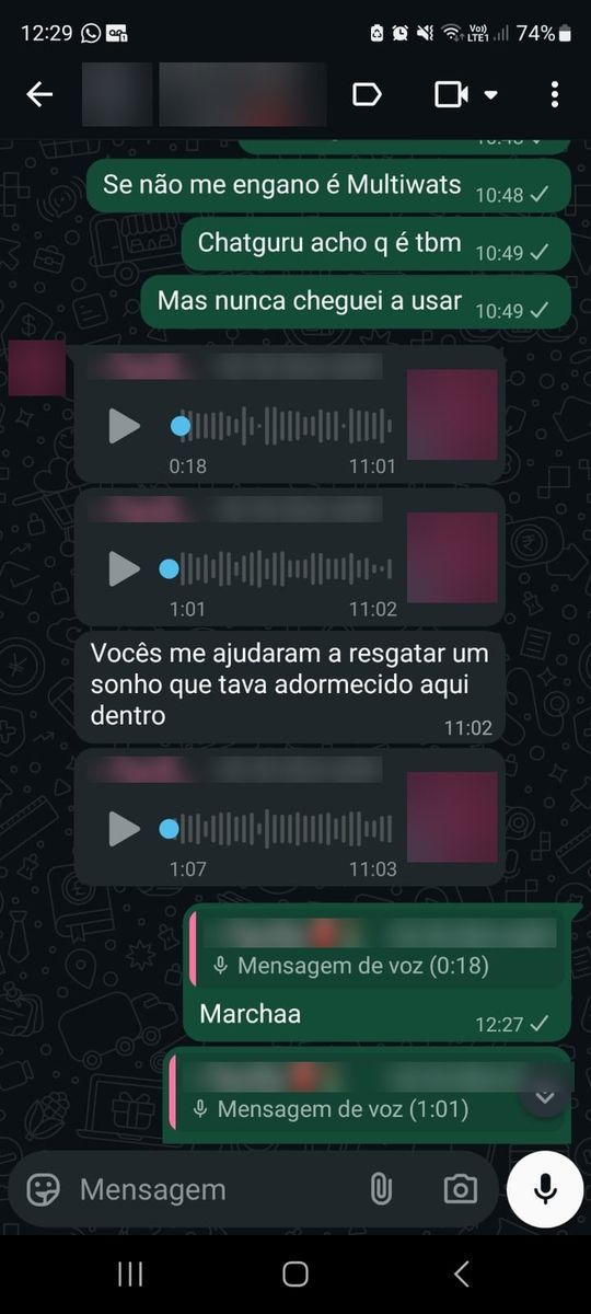 Print de conversa com aluno