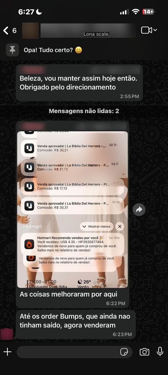 Print de conversa com aluno