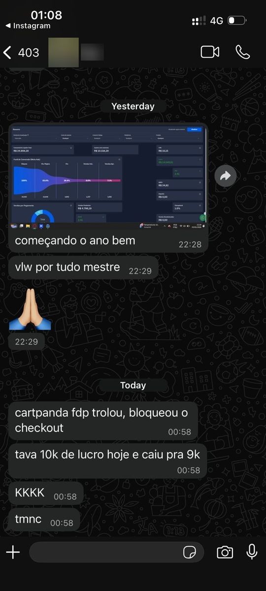 Print de conversa com aluno