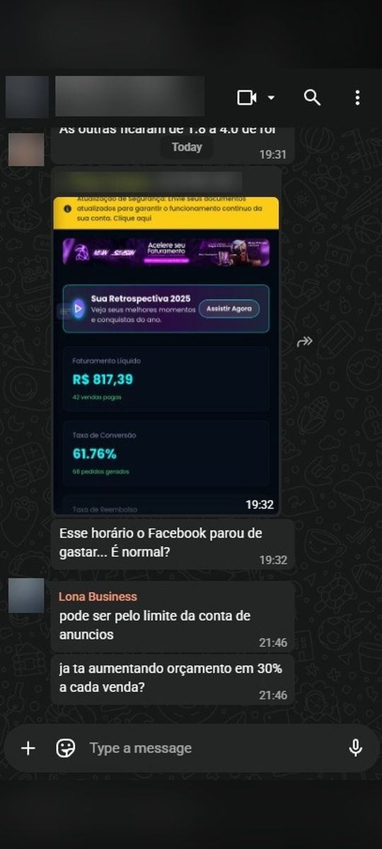 Print de conversa com aluno