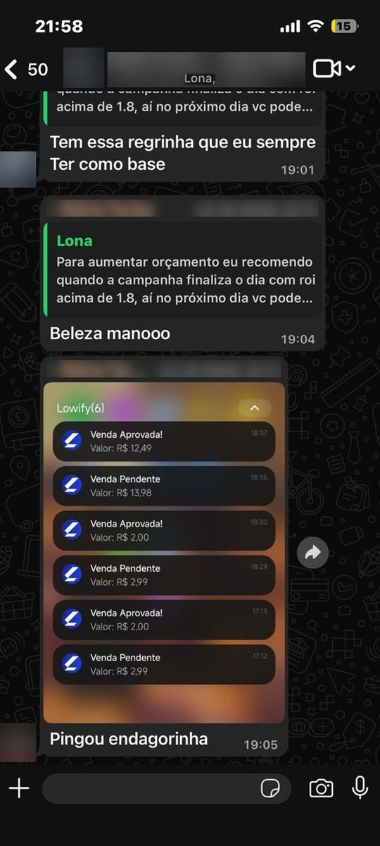 Print de conversa com aluno