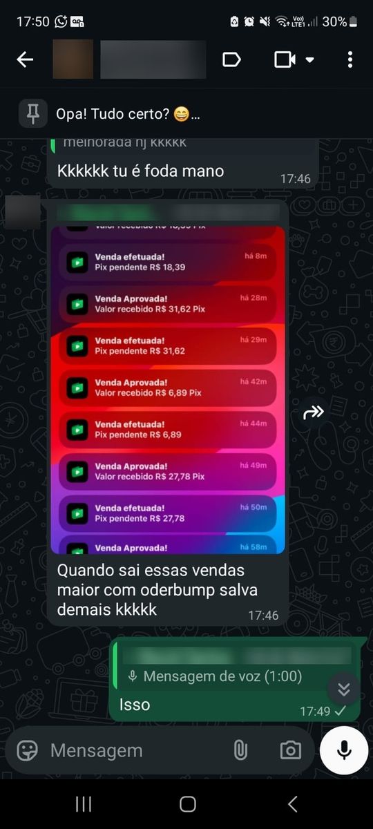 Print de conversa com aluno