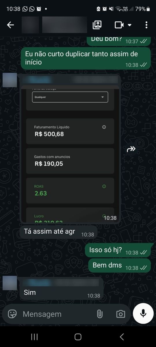 Print de conversa com aluno