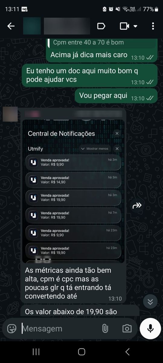 Print de conversa com aluno