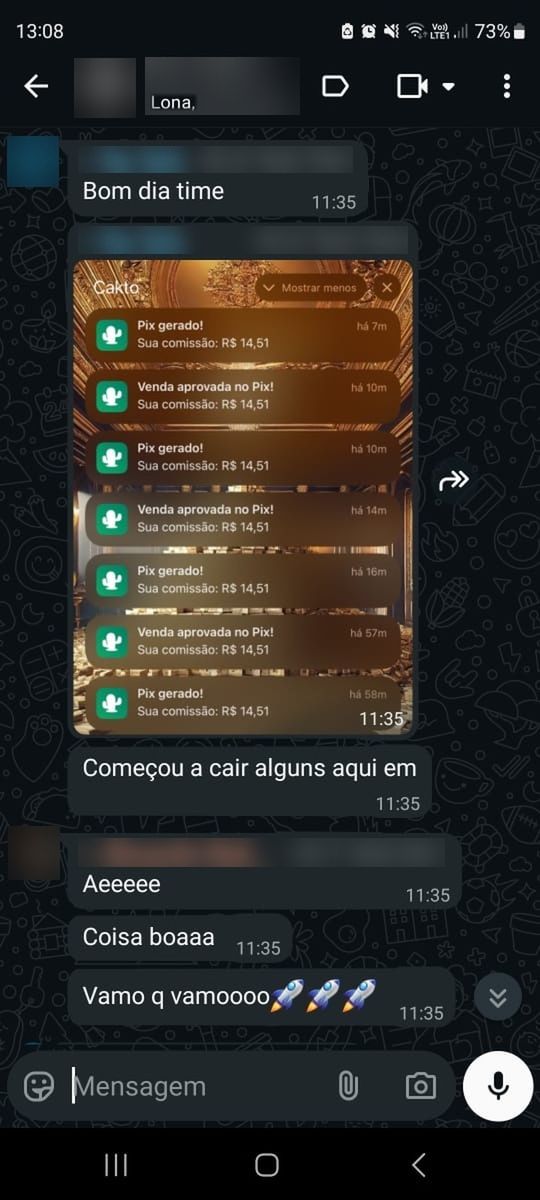 Print de conversa com aluno