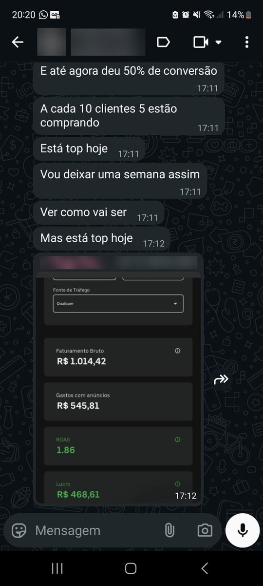 Print de conversa com aluno