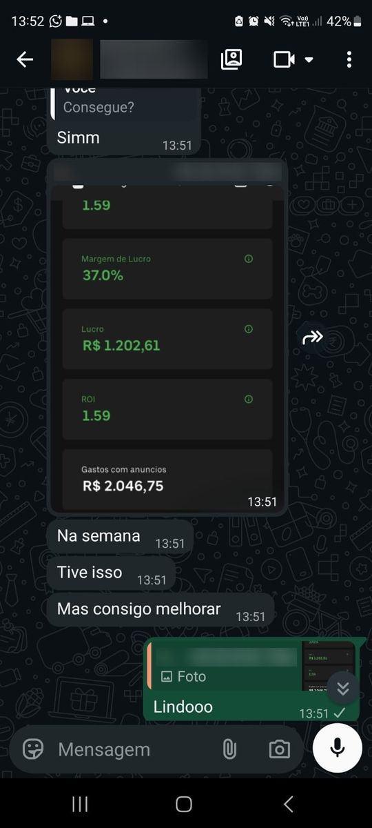 Print de conversa com aluno