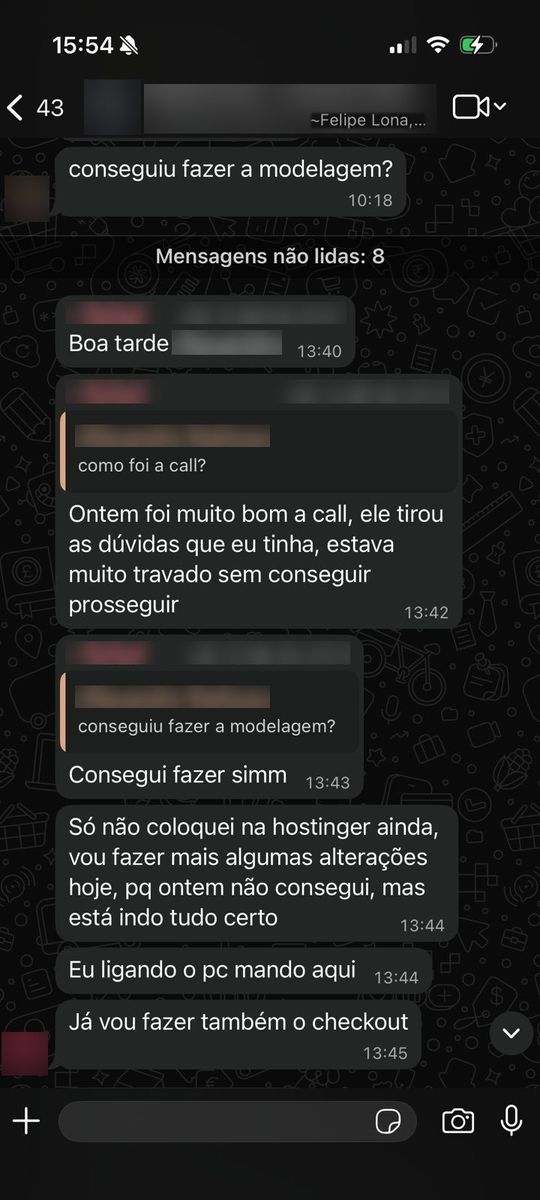Print de conversa com aluno