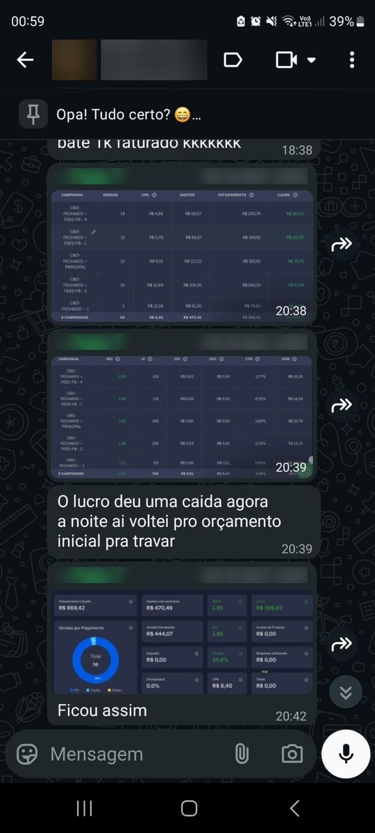 Print de conversa com aluno