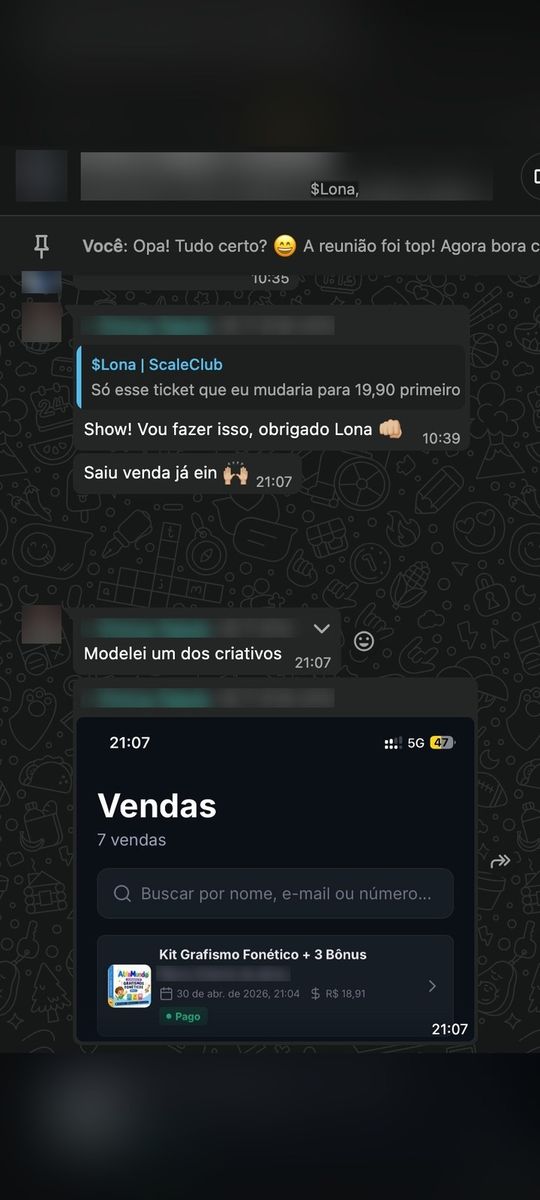 Print de conversa com aluno