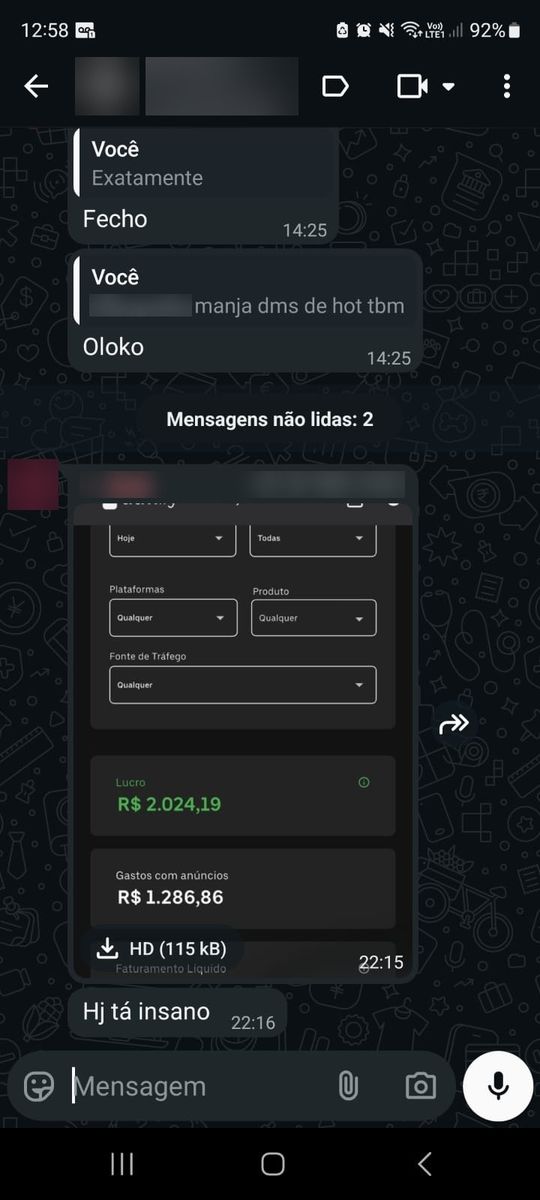 Print de conversa com aluno